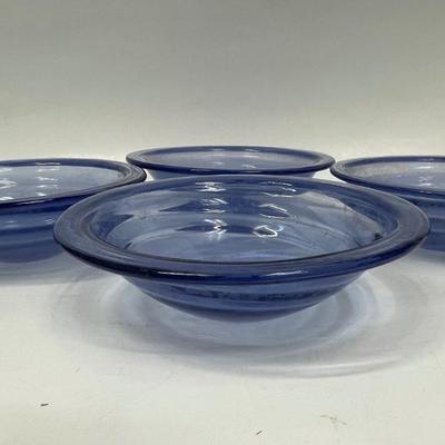 Medium Blue Blown Glass Bowl 4 ct