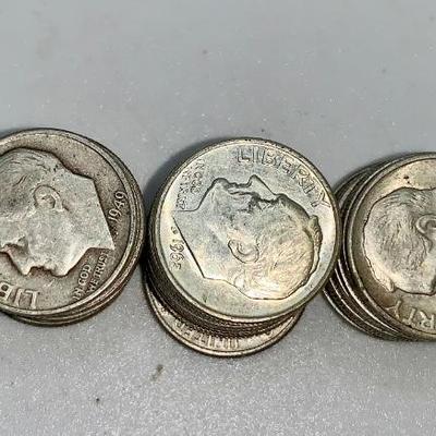 Lot of 50, 1946-64 Roosevelt Dimes