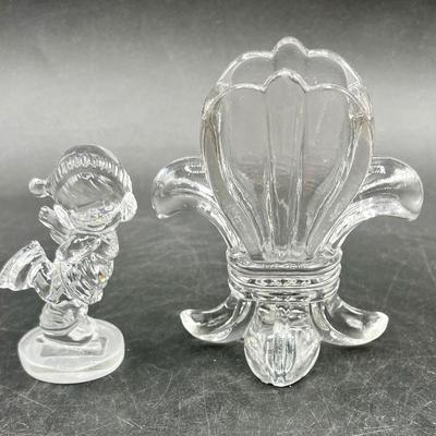 Enesco Crystal figurine and EAPG Fleur De Lis Toothpick Holder