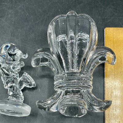 Enesco Crystal figurine and EAPG Fleur De Lis Toothpick Holder