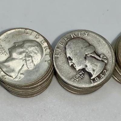 Lot of 40, 1932-64 Washington Quarters