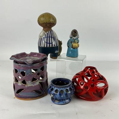 310 Mid Century Swedish Figures Lisa Larson, Kirsten Eberlein with Pottery Votive