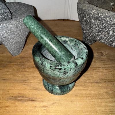 311 Lot of Stone, Granite, Brass Mortar & Pestle