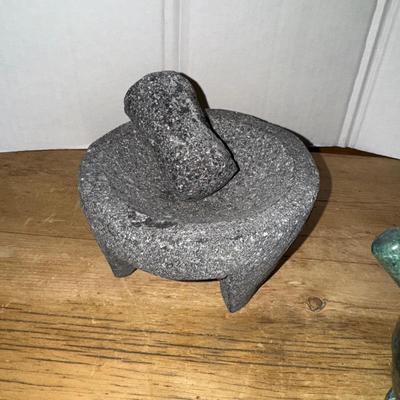 311 Lot of Stone, Granite, Brass Mortar & Pestle