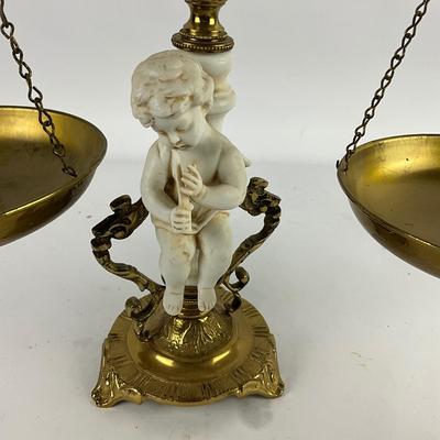 319 Brass and Porcelain Cherub Scale