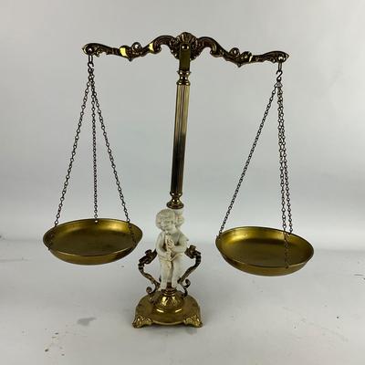 319 Brass and Porcelain Cherub Scale