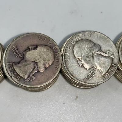 Lot of 40, 1932-64 Washington Quarters
