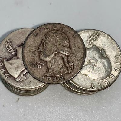 Lot of 21, 1932-64 Washington Quarters