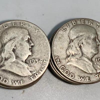 Lot of 20 Mixed Date Franklin Half Dollars