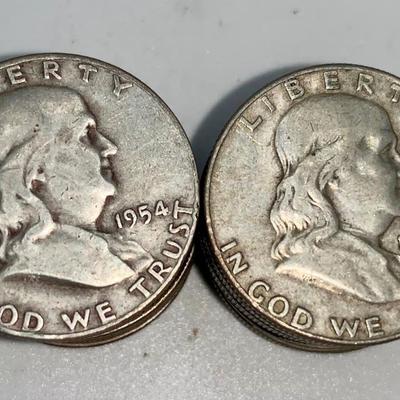 Lot of 20 Mixed Date Franklin Half Dollars