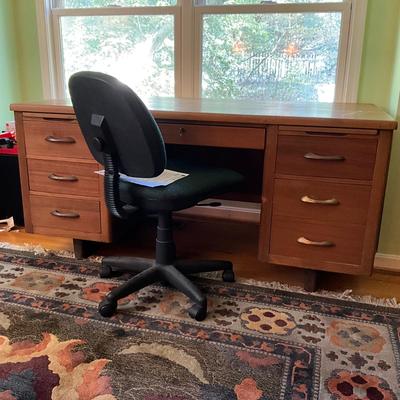 335 Mid Century Mahogany Office Desk and Chair