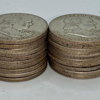 Lot of 20 Mixed Date Franklin Half Dollars