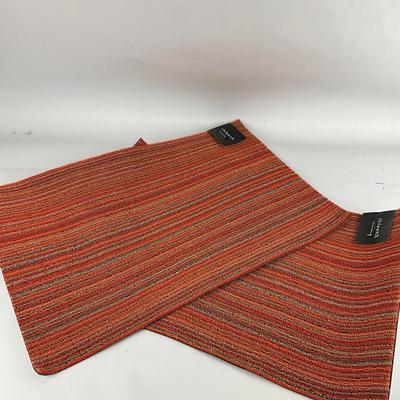 356 Pair of NEW Chilewich Skinny Striped Multi Colored Indoor Outdoor Rugs