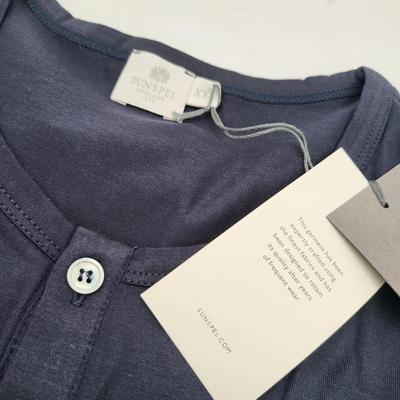 NEW Men's Sunspel Henley T-Shirt Navy XXL