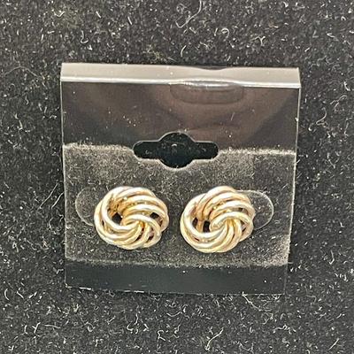 Silvertone Pierced Ear Earrings - Siver knot studs for pierced ears