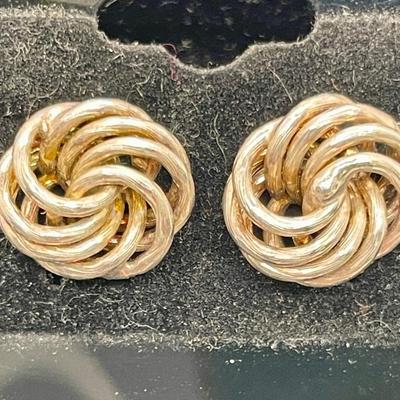 Silvertone Pierced Ear Earrings - Siver knot studs for pierced ears