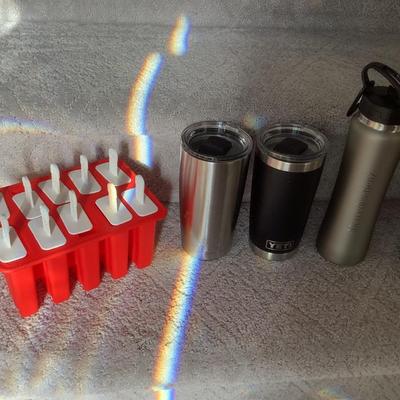 2 Yeti coffee cups, Mercedes Benz water bottle lot