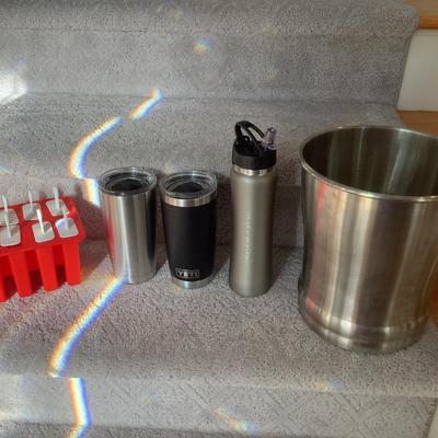 2 Yeti coffee cups, Mercedes Benz water bottle lot