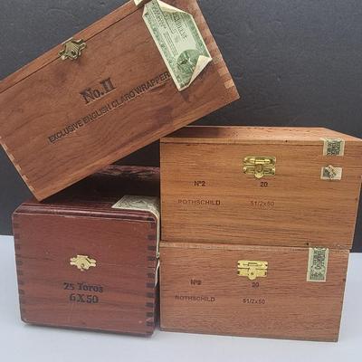 Five Wood Cigar Boxes (Empty)