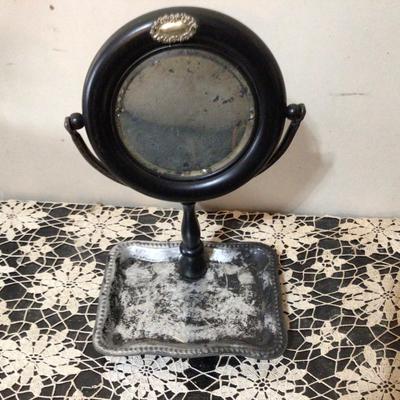 Vintage Shaving Tray With Small Mirror