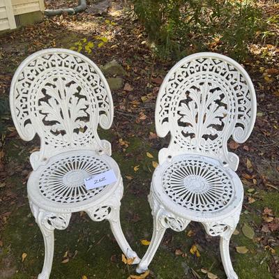 262 Pair of White Cast Aluminum Garden Chairs