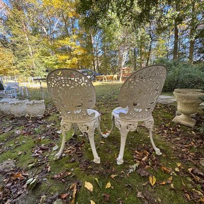 262 Pair of White Cast Aluminum Garden Chairs