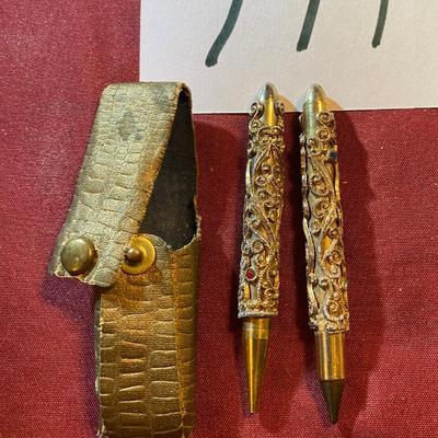 Vintage Mini Jeweled Pin Pencil Set