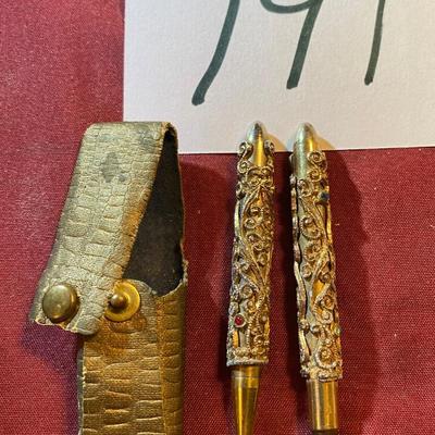 Vintage Mini Jeweled Pin Pencil Set