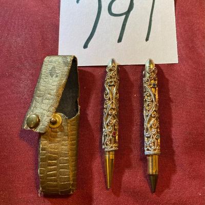 Vintage Mini Jeweled Pin Pencil Set