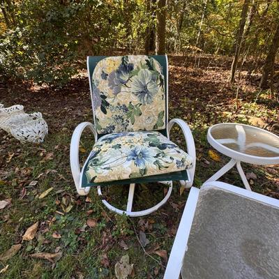 264 Pair of Aluminum Green and White Swivel Chairs