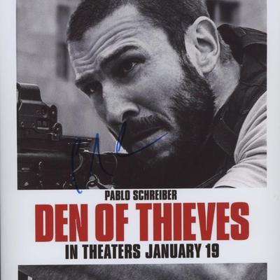 Pablo Schreiber signed "Den of Thieves" movie poster 