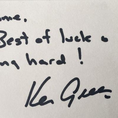 PGA champion  Ken Green signed note