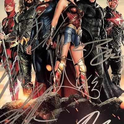 Justice League cast signed movie photo