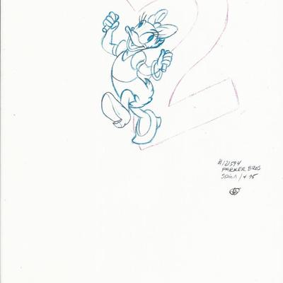 Disney Daisy Duck original hand drawn art for Parker Bros. Hasbro Crazy 8's card game
