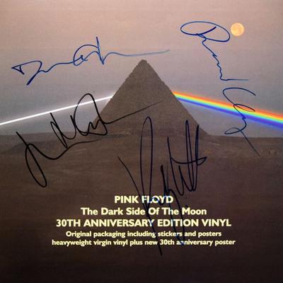 Pink Floyd Dark Side of the Moon band signed Record Insert Sticker 