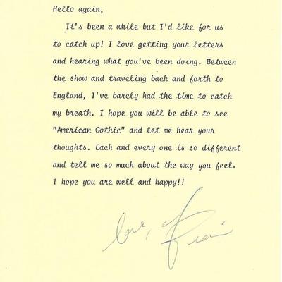Guiding Lights Fiona Hutchison signed letter