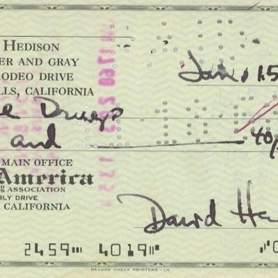 David Hedison signed check 