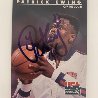 Patrick Ewing signed basketball card