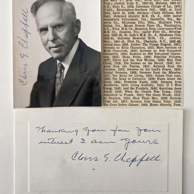Clergyman and author Clovis G. Chappell signed photo and note