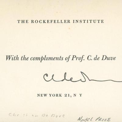 Christian de Duve signed card