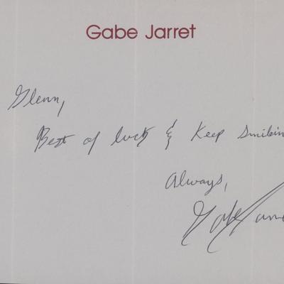 The Real Genius' Gabe Jarret signed note