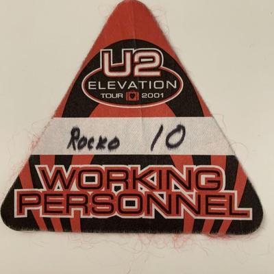 U2 Elevation Tour 2001 Working Personnel Backstage Pass
