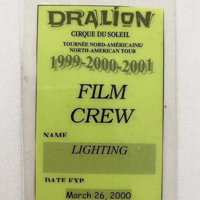 Dralion Cirque du Soleil Film Crew Pass
