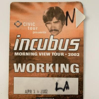 Incubus 2002 Morning View Tour Backstage Working Pass