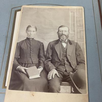 Antique Celluloid Photo Album w/ Cabinet Cards 