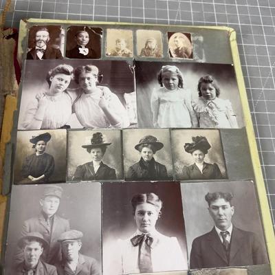 Antique Celluloid Photo Album w/ Cabinet Cards 