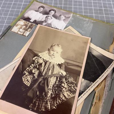 Antique Celluloid Photo Album w/ Cabinet Cards 