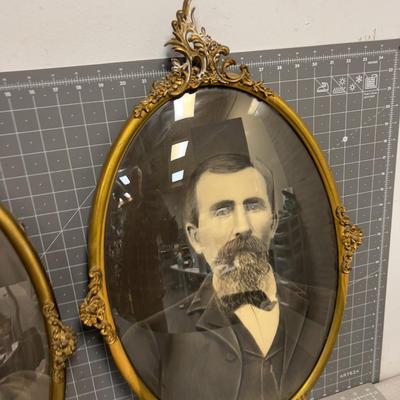 1878 Grandma Groth Photo, Ornate Metal Frame with Curved Glass 