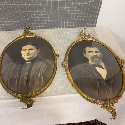 1878 Grandma Groth Photo, Ornate Metal Frame with Curved Glass 