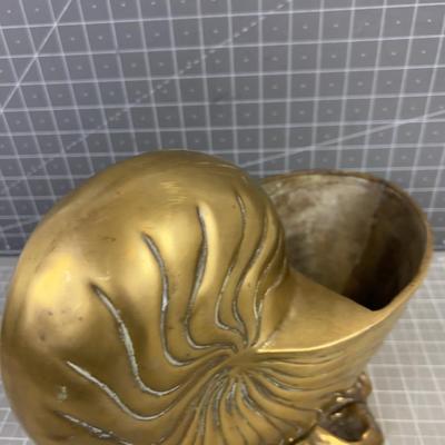 Brass Nautilus Bowl or Planter, Solid Brass